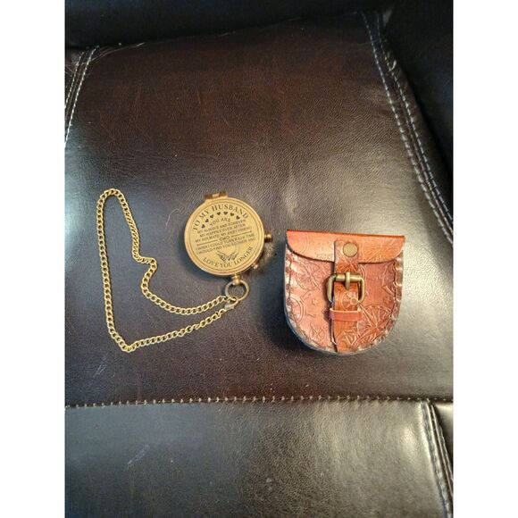 Compass in Buckle Leather Case Engraved to Husband Sailor Unique Gift - Picture 10 of 11